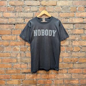 Vintage Charles Manson "Nobody" Rare Quote Tee Size L Faded Black Tshirt